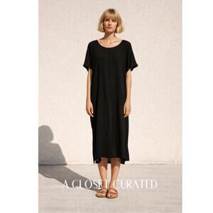 Priory Cotton Midi Dress M/L Black NEW